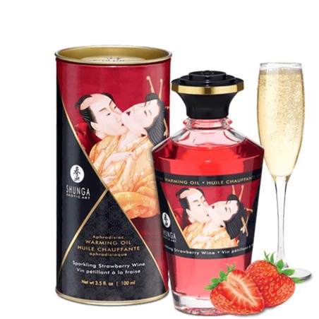 Huile chauffante fraise vin pétillant  comestible 100ml 