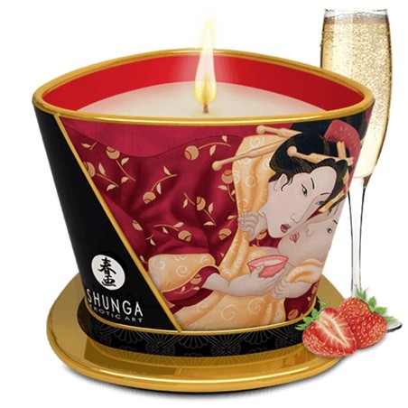 Bougie de massage fraise vin pétillant 170ml 