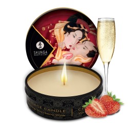 Mini bougie de massage fraise vin pétillant 30ml 