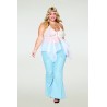 Babydoll et string grande taille en résille et dentelle blanche 