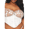 Bustier blanc avec armatures grande taille, en satin et dentelle florale 