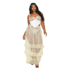 Bustier blanc avec armatures grande taille, en satin et dentelle florale 