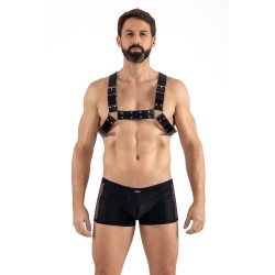 Harnais homme simili cuir avec sangles croisées dans le dos 