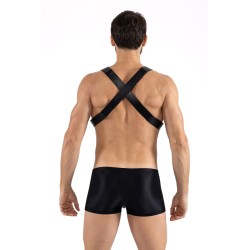 Harnais homme simili cuir avec sangles croisées dans le dos 
