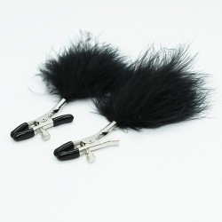 Pinces à seins avec plumes noires 