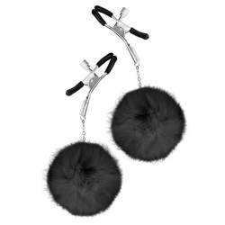 Pinces à seins pression réglable pompons noirs 