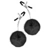 Pinces à seins pression réglable pompons noirs 