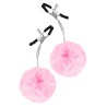 Pinces à seins pression réglable pompons roses 