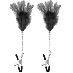 Pinces à seins pression réglable plumes noires 