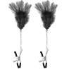 Pinces à seins pression réglable plumes noires 