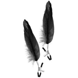 Pinces à seins pression réglable grande plume noire 