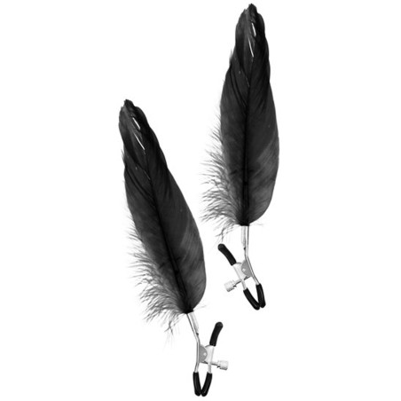 Pinces à seins pression réglable grande plume noire 