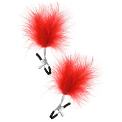 Pinces à seins pression réglable grande plumeau rouge 