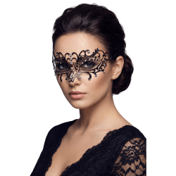 Masque vénitien Elena rigide noir  avec strass