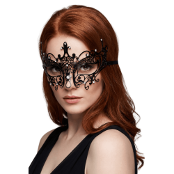Masque vénitien Lucia rigide noir  avec strass
