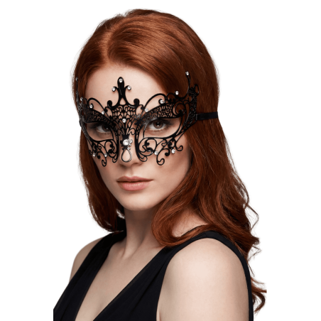 Masque vénitien Lucia rigide noir  avec strass