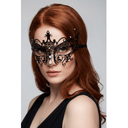 Masque vénitien Lucia rigide noir  avec strass