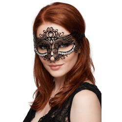 Masque vénitien Ornella rigide noir avec strass