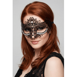 Masque vénitien Ornella rigide noir avec strass