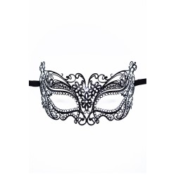 Masque vénitien Alba rigide noir avec strass