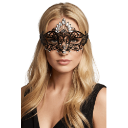Masque vénitien Gemma rigide noir avec strass