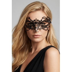 Masque vénitien Gaia rigide noir avec strass
