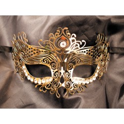 Masque vénitien Ornella rigide doré avec strass