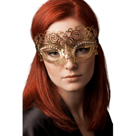 Masque vénitien Giulia rigide doré avec strass