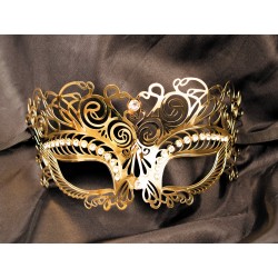 Masque vénitien Giulia rigide doré avec strass