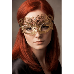 Masque vénitien Giulia rigide doré avec strass