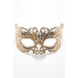 Masque vénitien Alba rigide doré avec strass