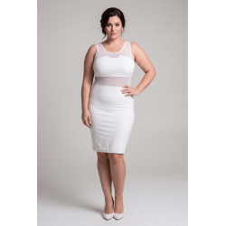 Robe sensuelle et habillée avec maille transparente blanche