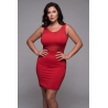 Robe sensuelle et habillée avec maille transparente rouge