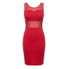 Robe sensuelle et habillée avec maille transparente rouge