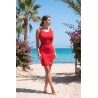 Robe sensuelle et habillée avec maille transparente rouge