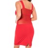 Robe sensuelle et habillée avec maille transparente rouge