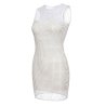 Robe simili cuir et dentelle blanche Lydia