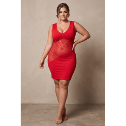 Robe rouge large décollectée Olivia