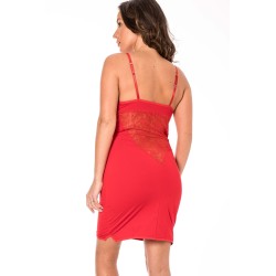 Robe décollectée rouge Emilia