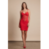 Robe décollectée rouge Emilia