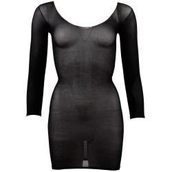 Robe en résille noire transparente, manches longues 