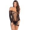 Mini robe en maille noire manches longues 
