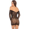 Mini robe en maille noire manches longues 