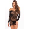 Mini robe noir manche longue transparente 
