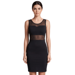 Robe sensuelle et habillée avec maille transparente noire