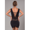 Robe cocktail empiècements dentelle et wetlook