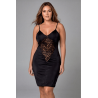 Robe cocktail noire empiècements dentelle
