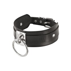 Collier fétichiste avec anneau métal pour laisse 