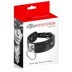 Collier fétichiste avec anneau métal pour laisse 